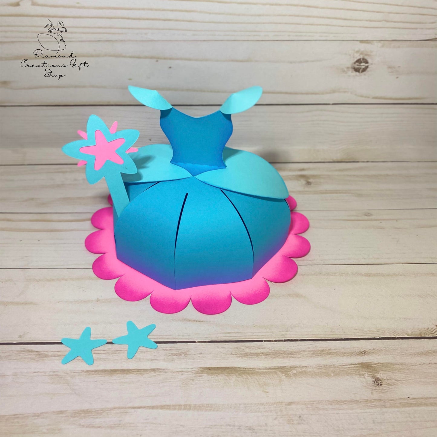 T1719 Caja Regalo Vestido Cenicienta *** Troquel Caja Vestido Cenicienta
