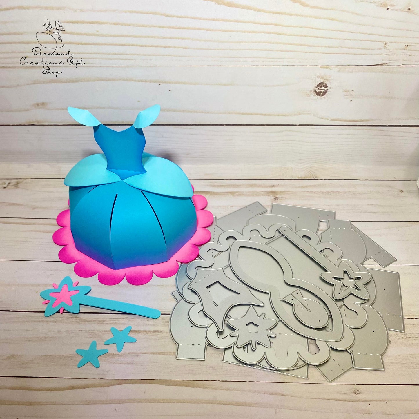 T1719 Caja Regalo Vestido Cenicienta *** Troquel Caja Vestido Cenicienta