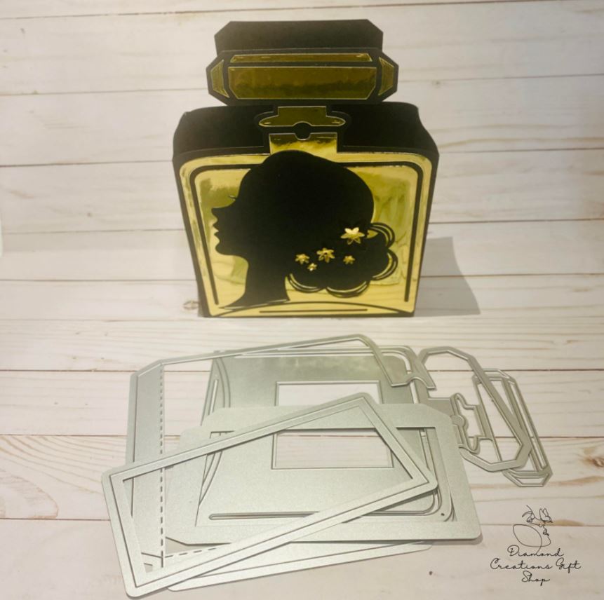 T1704 Set de Troqueles de Caja de Perfume Básica *** Troquel de Caja de Perfume