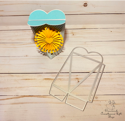 T1828 Half Slanted Heart Box *** Troquel de Caja Corazon