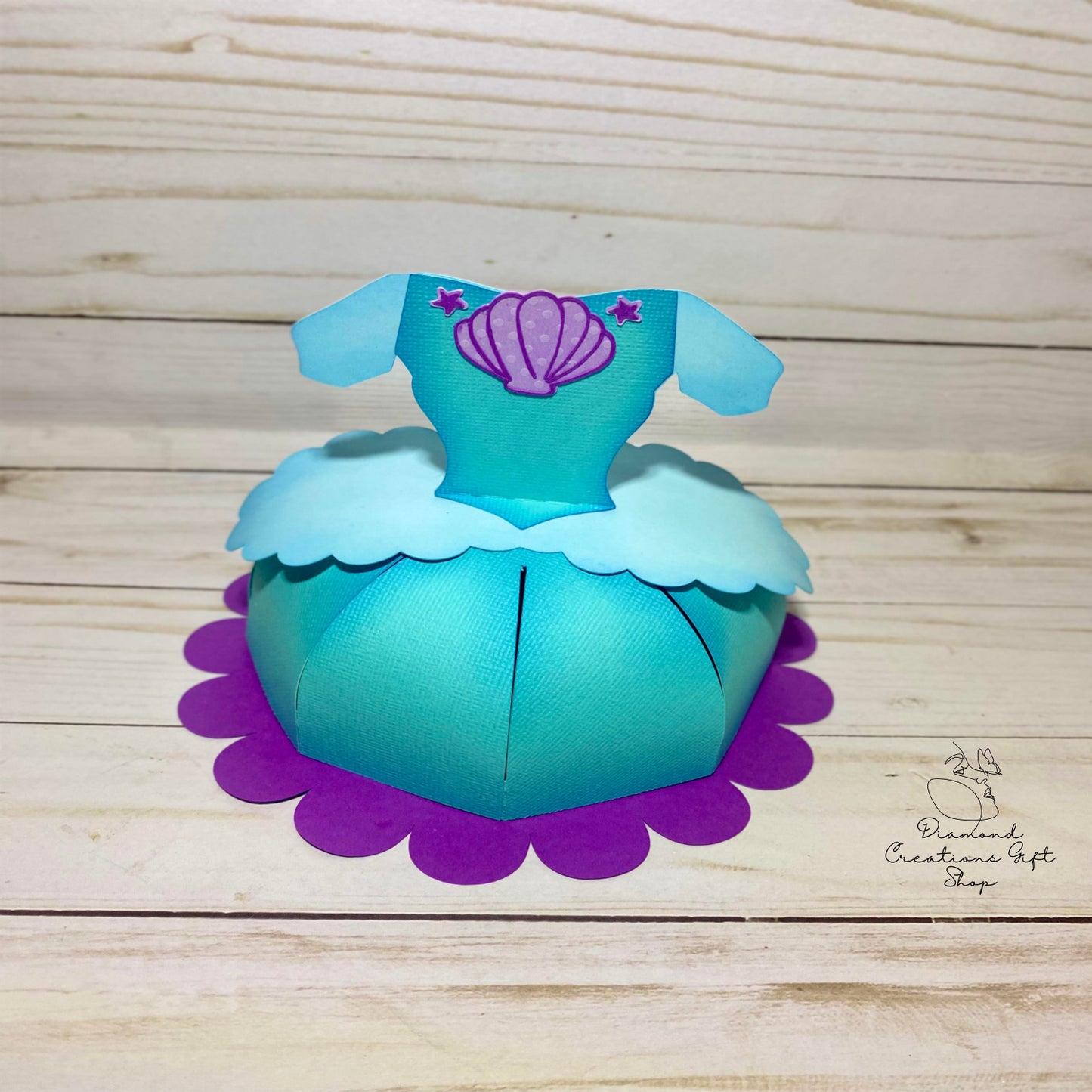 T1721 Caja Regalo Vestido Sirenita *** Troquel Caja Vestido Sirenita