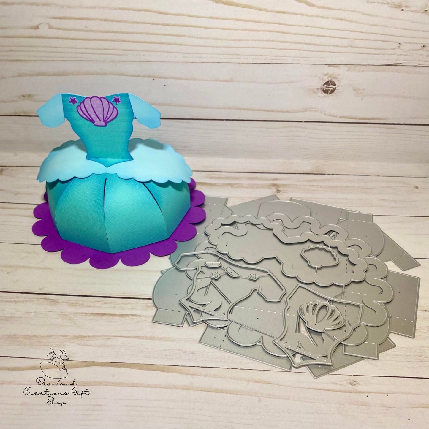 T1721 Caja Regalo Vestido Sirenita *** Troquel Caja Vestido Sirenita